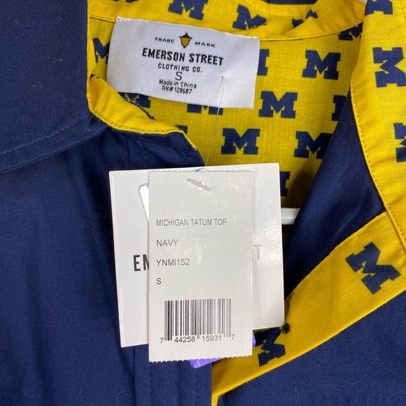 NEW Emerson Street Blue Button Front Shirt Block M Lined Size Small - Picture 2 of 5